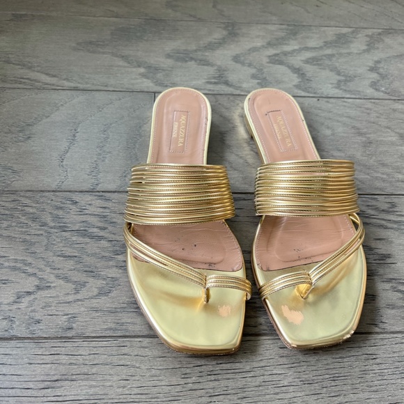Aquazzura gold strappy sandal slide gold size 38.5 - Picture 4 of 5